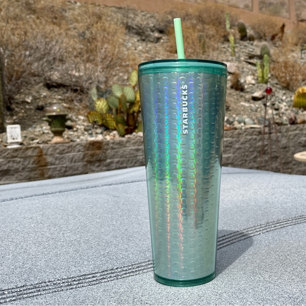 NWT Starbucks mint green purple iridescent Venti  Tumbler acrylic cup 24… - Picture 12 of 14